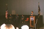 Press conference with the STS-88 crew. They showed a film about their mission and had a Q&A session.