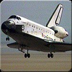 Space Shuttle Endeavour lands at Edwards Air Force Base, Calif., May 1 at 11:11 a.m. CDT (16:11 GMT). NASA image.