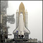 Discovery rolls out to the launch pad. NASA photo.