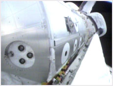 The Leonardo Multi-Purpose Logistics Module inside Discovery's payload bay. NASA image.