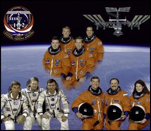 STS-102 crew portrait (with ISS crews) courtesy of NASA.