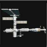 Configuration of the International Space Station during STS-102. NASA image.
