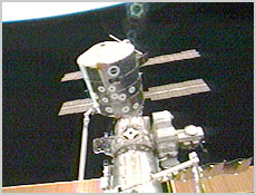 NASA image of the Leonardo Multi-Purpose Logistics Module being docked to the Station.