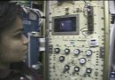 Mission Specialist Kalpana Chawla checks ove some equipment yesterday. Image: NASA TV/NewsFromSpace.com