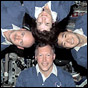NASA photo of STS-108 crewmembers (clockwise from top) Linda Godwin, Dan Tani, Dom Gorie, and Mark Kelly.