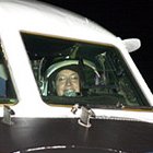 STS-112 Pilot Pamela Melroy prepares to taxi the Shuttle Training Aircraft to the runway at the Shuttle Landing Facility at Kennedy Space Center, Fla., as part of landing exercises. NASA photo.