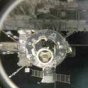 The International Space Station as seen from the orbiter's docking mechanism. NASA image.