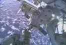 It's a long way down! Here's the view from orbit. NASA TV capture.