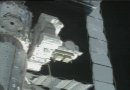 Alpha's Quest airlock. Visible at right is the new radiator assembly, which will help keep the Station cool. NASA TV capture.