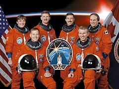 The Atlantis Astronauts, (L-R): Stefanyshyn-Piper, Ferguson, Tanner, Burbank, Jett, MacLean. Image courtesy of NASA.