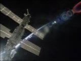 The ISS flies over North America on Wednesday morning. Image courtesy NASA TV.