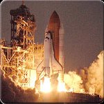 Space Shuttle Atlantis launches. NASA photo.